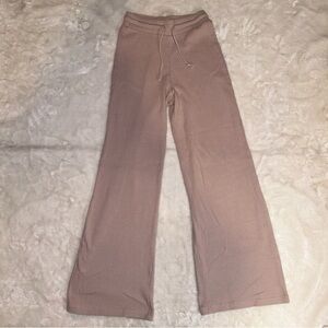 Zara Light Brown Ribbed Wide Leg Drawstring Pants Size Small